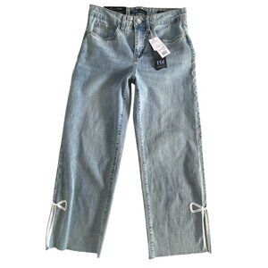 FDJ Wide Leg Ankle Jeans With Bow & Split hem Sz 6 NWT